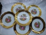 SET / SERVICIU 6 FARFURII INTINSE DIN PORTELAN MITTERTEICH BAVARIA ,,MILOX,, DECORATE CU AUR DE 24 K SI MODEL FRAGONARD