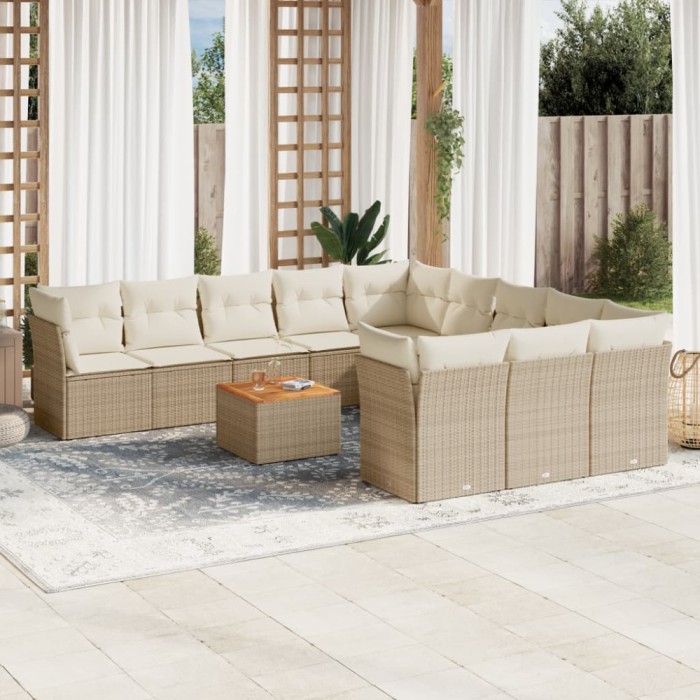 vidaXL Set canapele de grădină cu perne, 12 piese, bej, poliratan 3223909