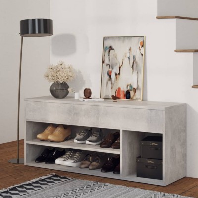 vidaXL Banchetă pantofar, gri beton, 105x30x45 cm, PAL 808760 foto