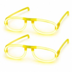 Set 2 ochelari decorativi fluorescenti pentru petreceri si festivaluri, design rotund, accesorii luminoase din plastic, galben