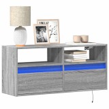 Cumpara ieftin Comodă TV de perete cu lumini LED, gri sonoma, 100x31x45 cm