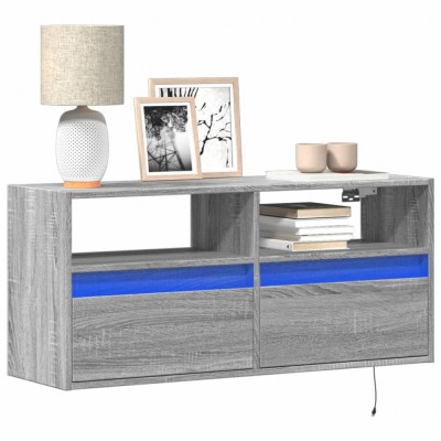 Gossi comoda tv de perete cu lumini led, gri sonoma, 100x31x45 cm foto