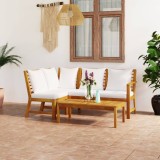 VidaXL Set mobilier de grădină cu perne crem 4 piese lemn masiv acacia 3057772
