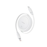 Baseus - Data Cable Free2Pull Mini (P10364500211-01) - Type-C to Type-C, 60W, 1m, Retractable - Moon White