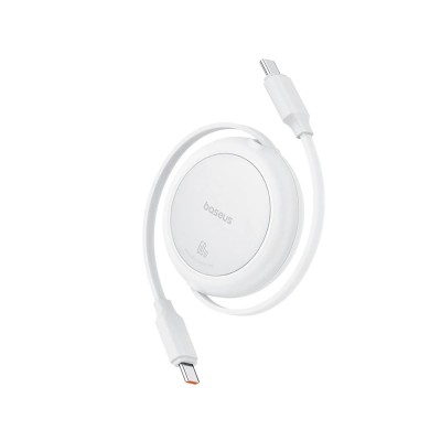 Baseus - Data Cable Free2Pull Mini (P10364500211-01) - Type-C to Type-C, 60W, 1m, Retractable - Moon White foto