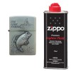 Bricheta Tip Zippo 3D Relief Metal Peste + Lichid Zippo 125ml, Bricheta Benzina Reincarcabila, Cadou Barbati, Accesorii Tigara