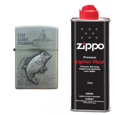 Bricheta tip zippo, 3D relief, metalica, peste si lichid zippo 125 ml p4 foto