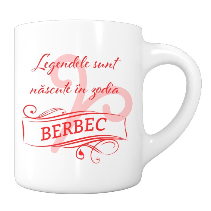 Cana alba personalizata &quot;Legendele sunt nascute in zodia Berbec&quot;, INOVATIX&reg;. 330ml