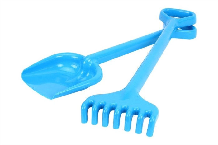 Set de nisip, unelte de gradina, Technok (1424), lopata si grebla, 50 cm, albastru