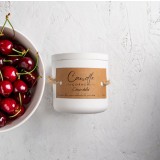 Lumanare parfumata handmade din ceara naturala de soia 100%, aroma Cirese dulci, Recipient ceramic alb, 150 g