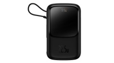 Baseus Qpow Digital Display powerbank cu &icirc;ncărcare rapidă 10000mAh 22,5W QC/PD/SCP/FCP cu cablu USB-C &icirc;ncorporat &icirc;n negru