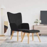 VidaXL Scaun de relaxare cu taburet, negru, textil