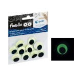 Accesorii creatie - ochi mari plastic, negru, 20mm, fosforescenti, set 15 buc, Fiorello, GR-KE15-20F / 170-2563