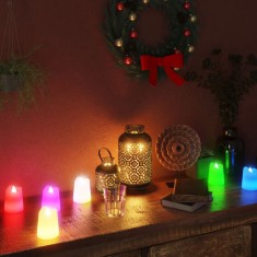 vidaXL Lumanari pastile electrice fara flacara cu LED 12 buc. colorate foto