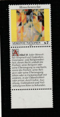 Natiunile Unite Vienna 1991-Drepturile omului Art.18,dant,MNH,Mi.124Zf1 foto