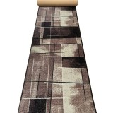 Traversa Festonata Surfilata, Model Print Hanoi, Tesatura Plata, Latime 0.6m, Marime 60 x 300 cm, Maro, Antialergic, Polipropilena, Living, Dormitor,