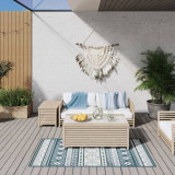 Covor de exterior, acvamarin/alb, 80x150 cm, design reversibil GartenMobel Dekor, vidaXL
