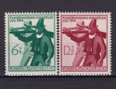 ✅ (S47) Germania Reich 1944 &amp;quot; Vanatoarea in Innsbruck - soldat si vanator &amp;quot; serie completa Michel 897/898 , MNH perfect foto