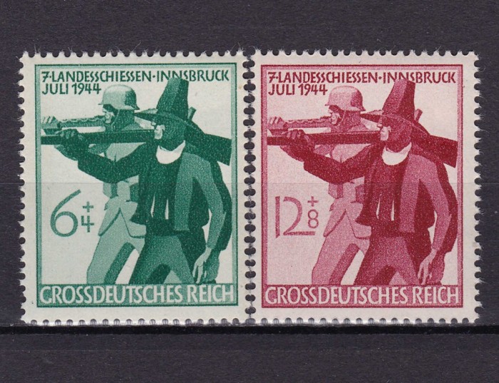 ✅ (S47) Germania Reich 1944 &quot; Vanatoarea in Innsbruck - soldat si vanator &quot; serie completa Michel 897/898 , MNH perfect