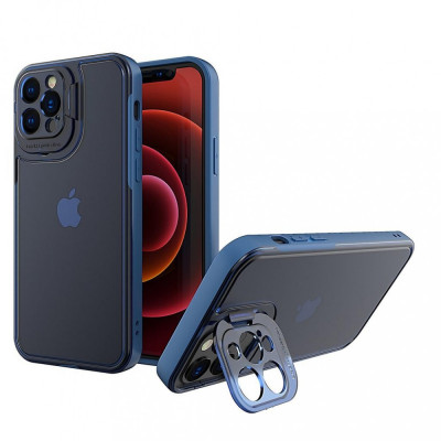Husa de protectie pentru Apple iPhone 14, Flippy, Bracket series cu suport si protectie pentru camera, Albastru foto