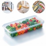 Recipient de depozitare alimente Koken, organizare frigider/congelator, Cutie cu capac etanș, plastic fără BPA, rezistent la rece, 1.18 L - Beige