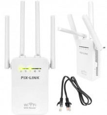 Amplificator extender retea WI-FI Pix-Link router wireless 300Mbps, culoare alb foto