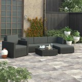 VidaXL Set mobilier de grădină cu perne, 6 piese, negru, poliratan