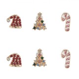Cercei Stifturi, Model Crăciun, Multicolor, Set 3 Bucăți, Oem