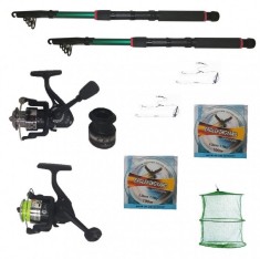 Set pescuit sportiv cu lansete 2.7m eastshark, 2 mulinete, 2 forfati, 2 gute si juvelnic cu 3 inele