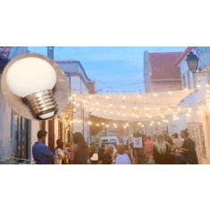 Ghirlanda luminoasa cu 2 pendul/m si bec led opac, 1,5W/Bec Led, 10 m lungime, interconectabila, lumina calda