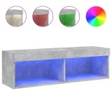 Cumpara ieftin Comoda TV cu lumini LED, gri beton, 100x30x30 cm
