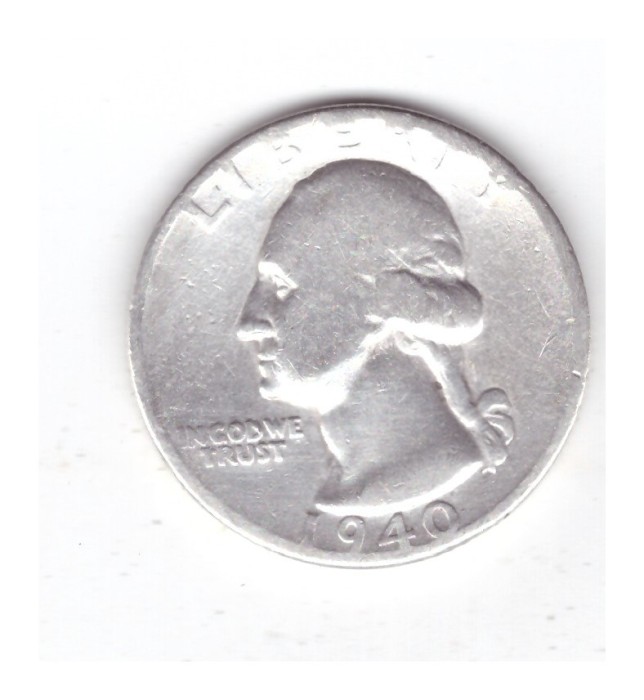 Moneda SUA 25 centi/quarter dollar 1940, uzata, curata