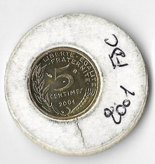 Moneda 5 centimes 2001 - Franta, 125000 exemplare foto