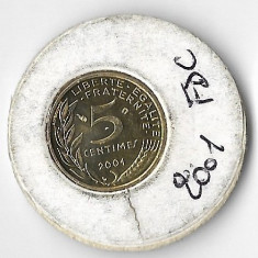 Moneda 5 centimes 2001 - Franta, 125000 exemplare