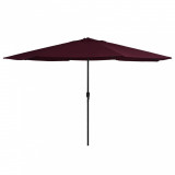Umbrela Gradina Gossi, 390cm, Rosu Bordo, Poliester, Cadru Metalic, Protectie Solara