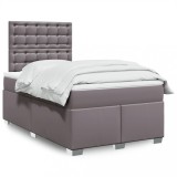 VidaXL Pat box spring cu saltea, gri, 120x190 cm, piele ecologică 3290714