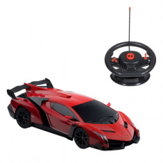 Vehicul RC Lamborgini Veneno Rosu cu Lumini Volan