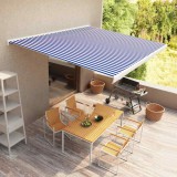 Cumpara ieftin Copertină motorizată tip casetă, albastru și alb, 500 x 300 cm