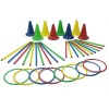 Set motricitate Multisaltarello Mic, 8 conuri, 8 cercuri, 20 bete gimnastica, Oem