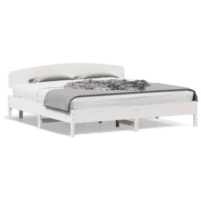 Cadru de pat cu tablie, alb, 180x200 cm, lemn masiv de pin GartenMobel Dekor foto