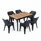 Set de mobilier de grădină Ravello 6+1, frasin negru