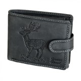 Portofel Barbati Piele Naturala Personalizat Cerb Vanatoresc, 13x9.5x3.8cm, Multe Compartimente, Cadou Barbati Elegant