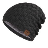 Caciula tricotata groasa imblanita pentru barbati, model casual rezistent la vant - Negru