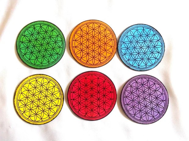 Set suporturi pahare colorat, set 6 bucati cu floarea vietii 41882