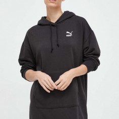 Puma bluza femei, culoarea negru, cu glugă, neted