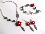 set cu coral alb ,rosu si agate 41124