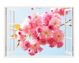 Sticker decorativ, Fereastra 3D, Flori, 85 cm, 306STK, natura si peisaje