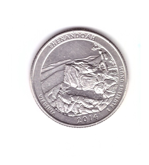 Moneda SUA 25 centi/quarter dollar 2014 D, Virginia Shendoah, stare foarte buna, curata