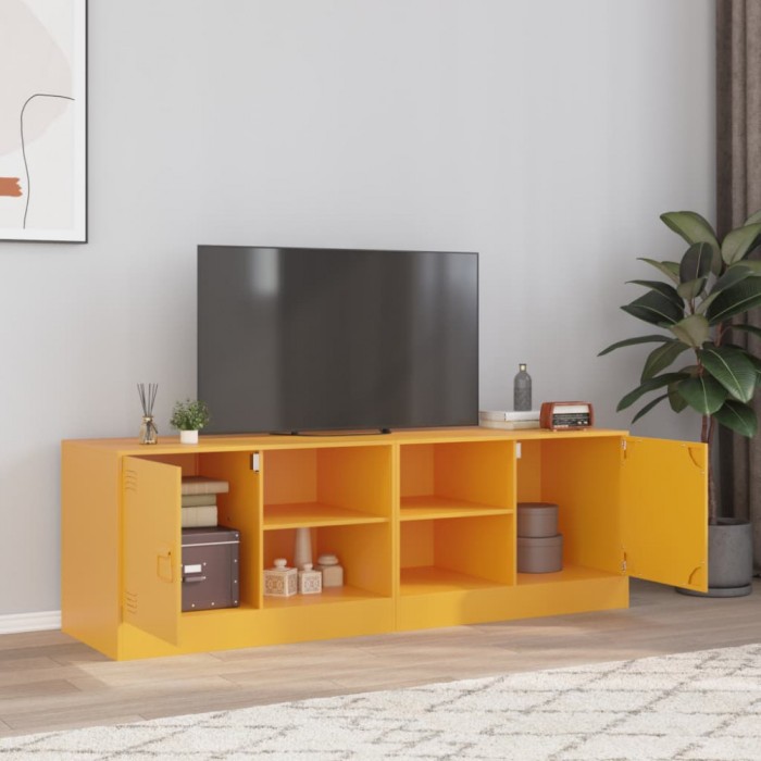 vidaXL Comodă TV, 2 buc., galben muștar, 67x39x44 cm, oțel 841698