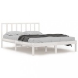 Cumpara ieftin Cadru de pat, alb, 160x200 cm, lemn masiv de pin
